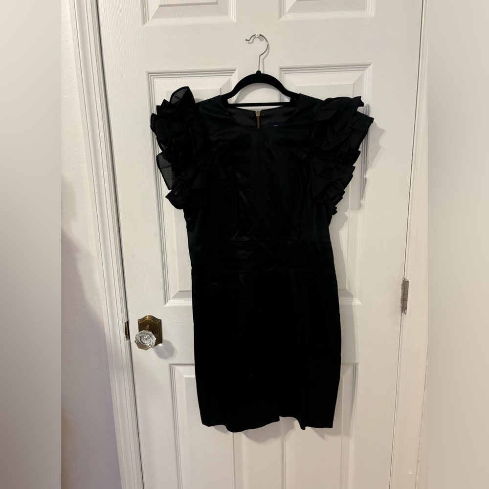 French Connection black dress with ruffle sleeves